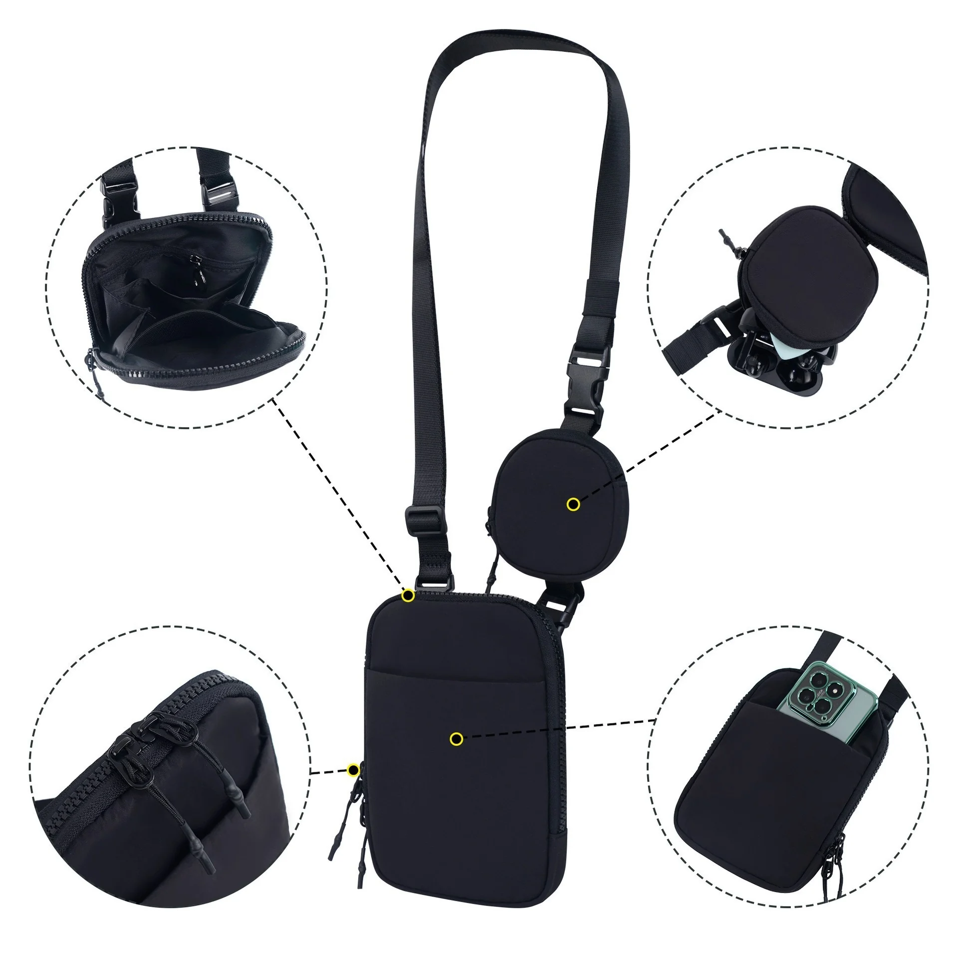 Custom Modular Phone Crossbody Bag Daily Belt Wallet for private label bag manufacturing