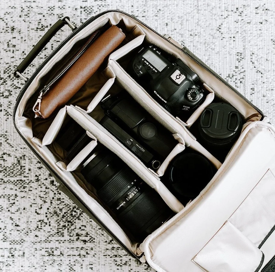Custom Olive Color Vegan Leather Dslr Camera Backpack for private label bag manufacturing