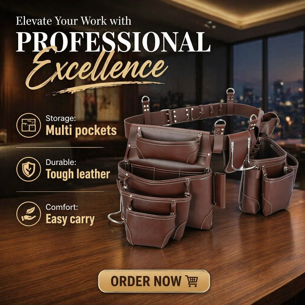 Custom Carpenters & Framers Combo Bag Genuine Leather for private label bag manufacturing