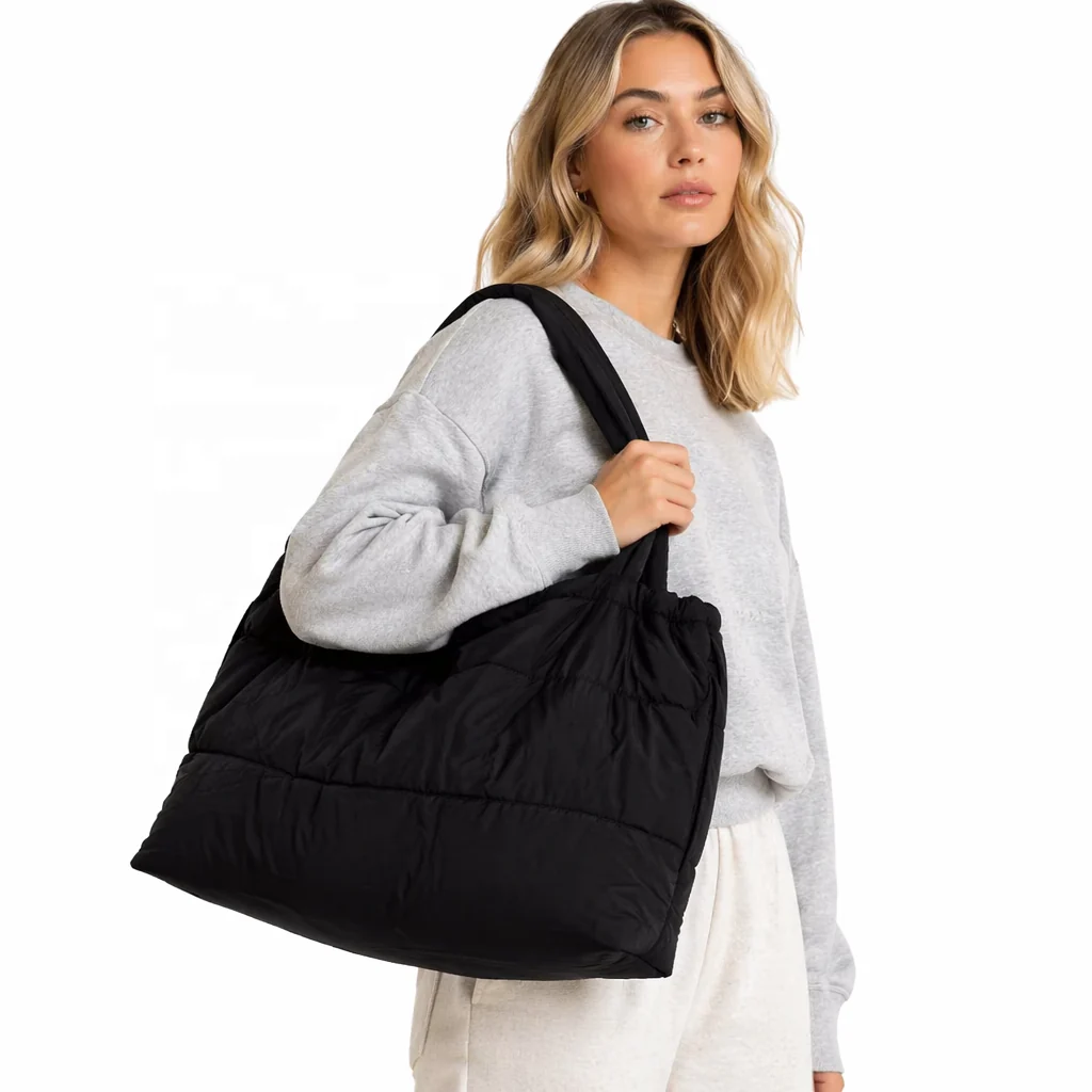 Custom daily-use Nylon Soft Puffy Tote Bag Sport for private label bag manufacturing