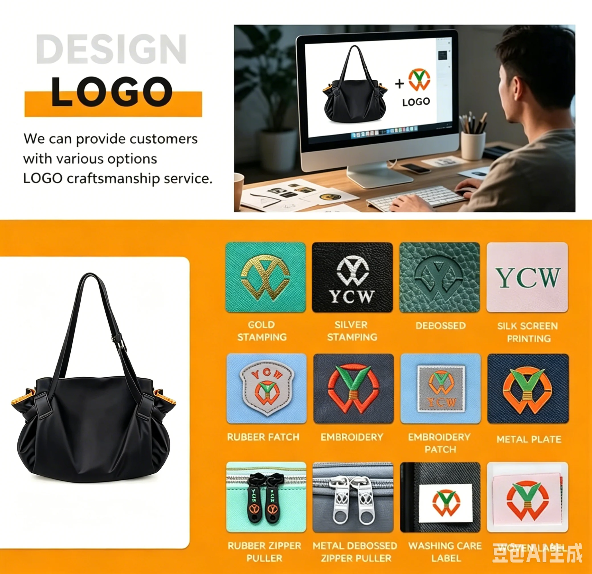 Tote bag en nylon zippé