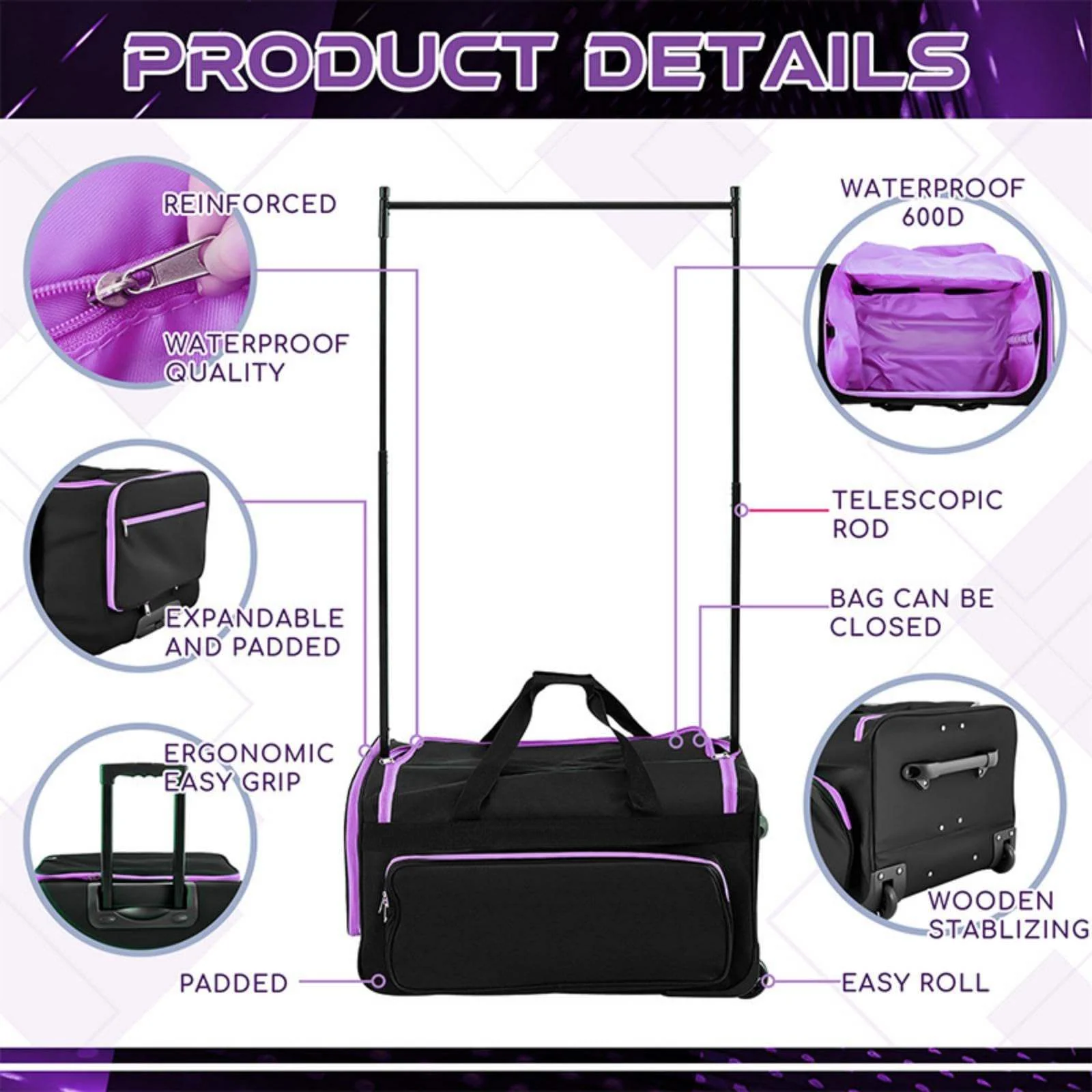 Modèle de sac sur mesure à roulettes